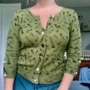 Green button-up High heel & Jewel shirt